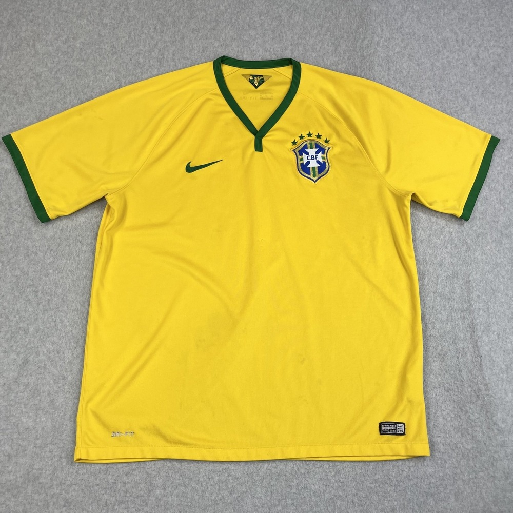 Nike Brasil CBF Brazil 2014 Home Dri-Fit Soccer Jersey World Cup Mens XL